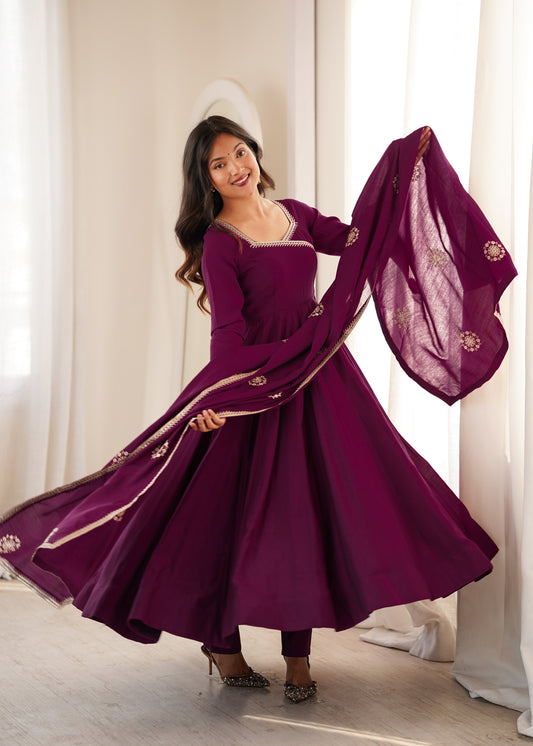 Shayara's New Roman Silk Anarkali Suit Set