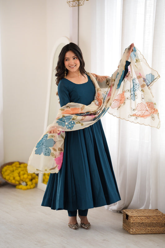 Hany's New Roman Silk Anarkali Suit Set