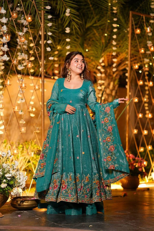 Dimpy's New Embroidery Design Anarkali Suit Set.
