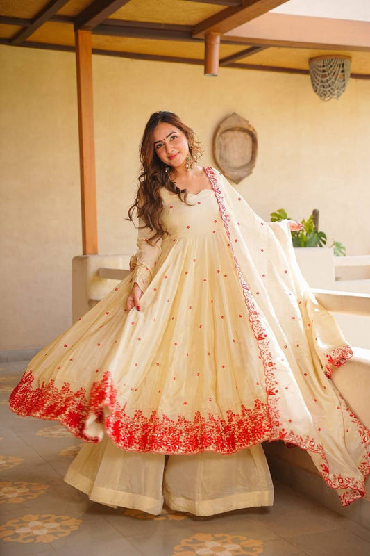 Diya's New Silk With Embroidery Suit Set.