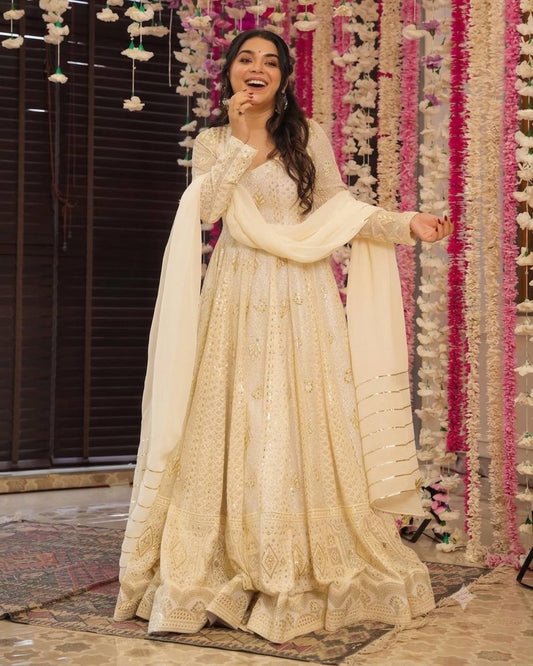 divya's Thread-Sequins Embroidery Suit Set