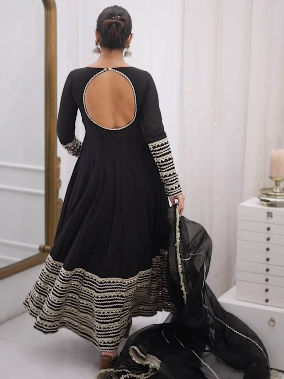 Divya's Rayon With Heavy codding Embroidered Suit Set.