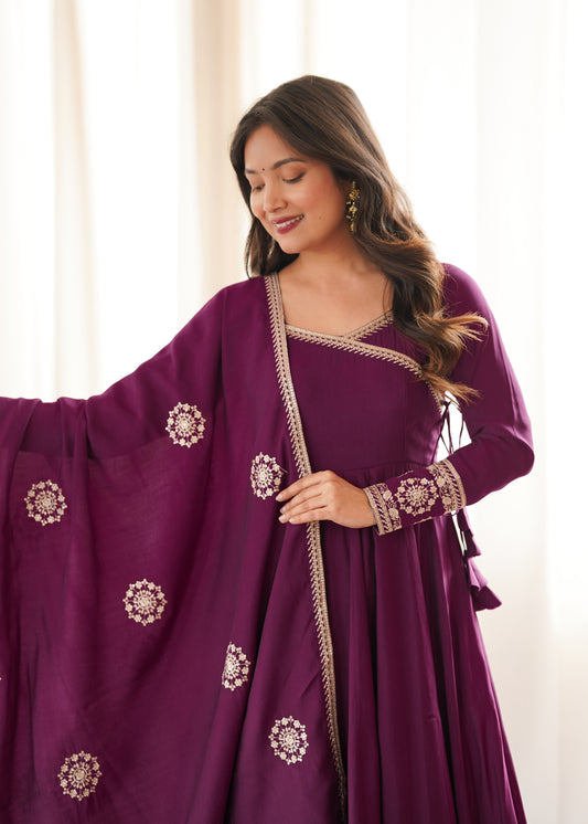 Shayara's New Roman Silk Anarkali Suit Set