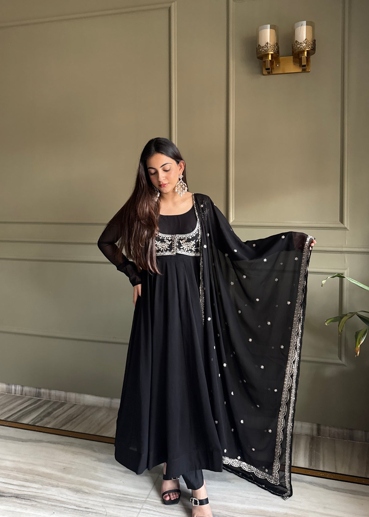 Riddhu's New Black Anarkali Suit Set
