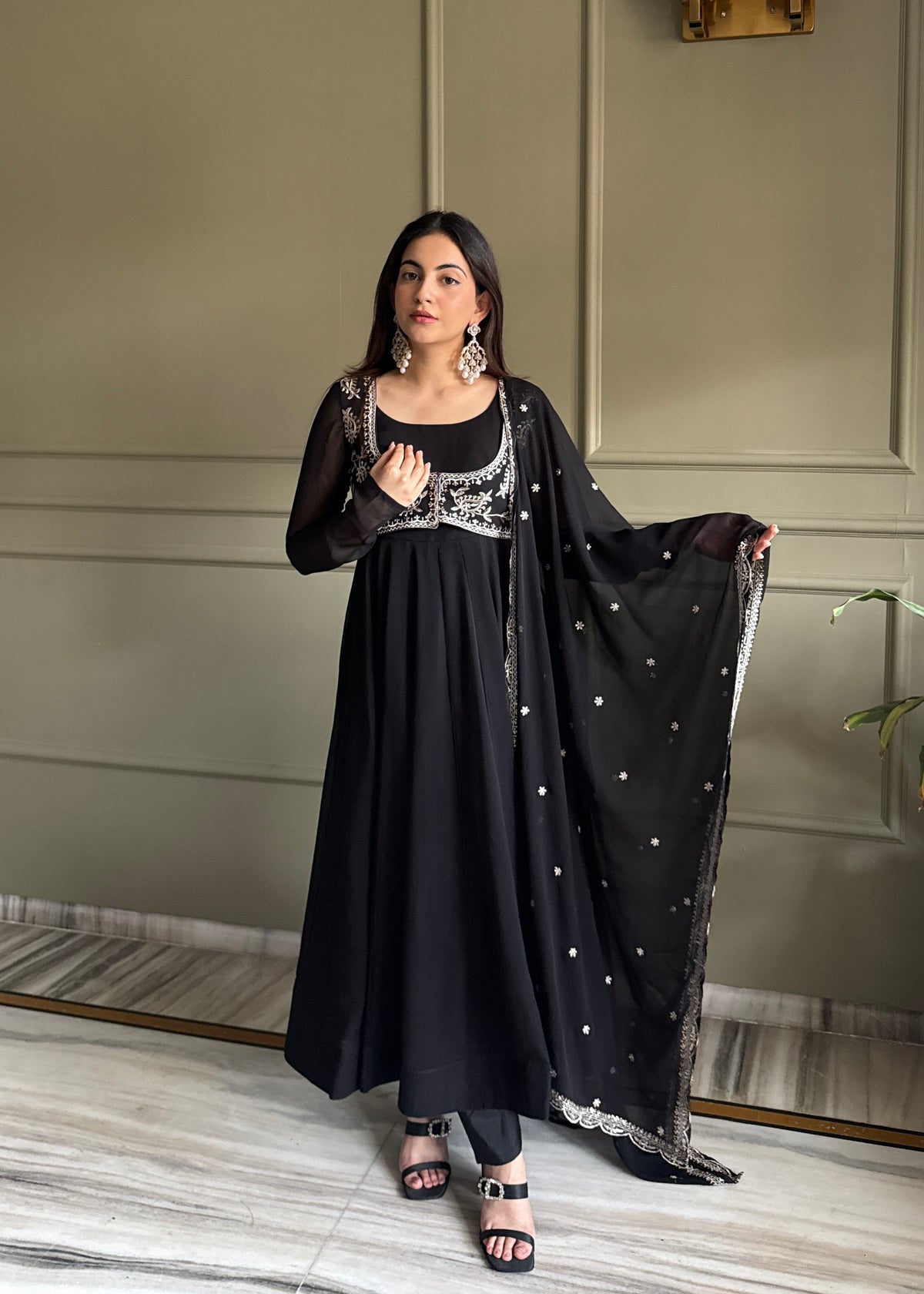 Riddhu's New Black Anarkali Suit Set