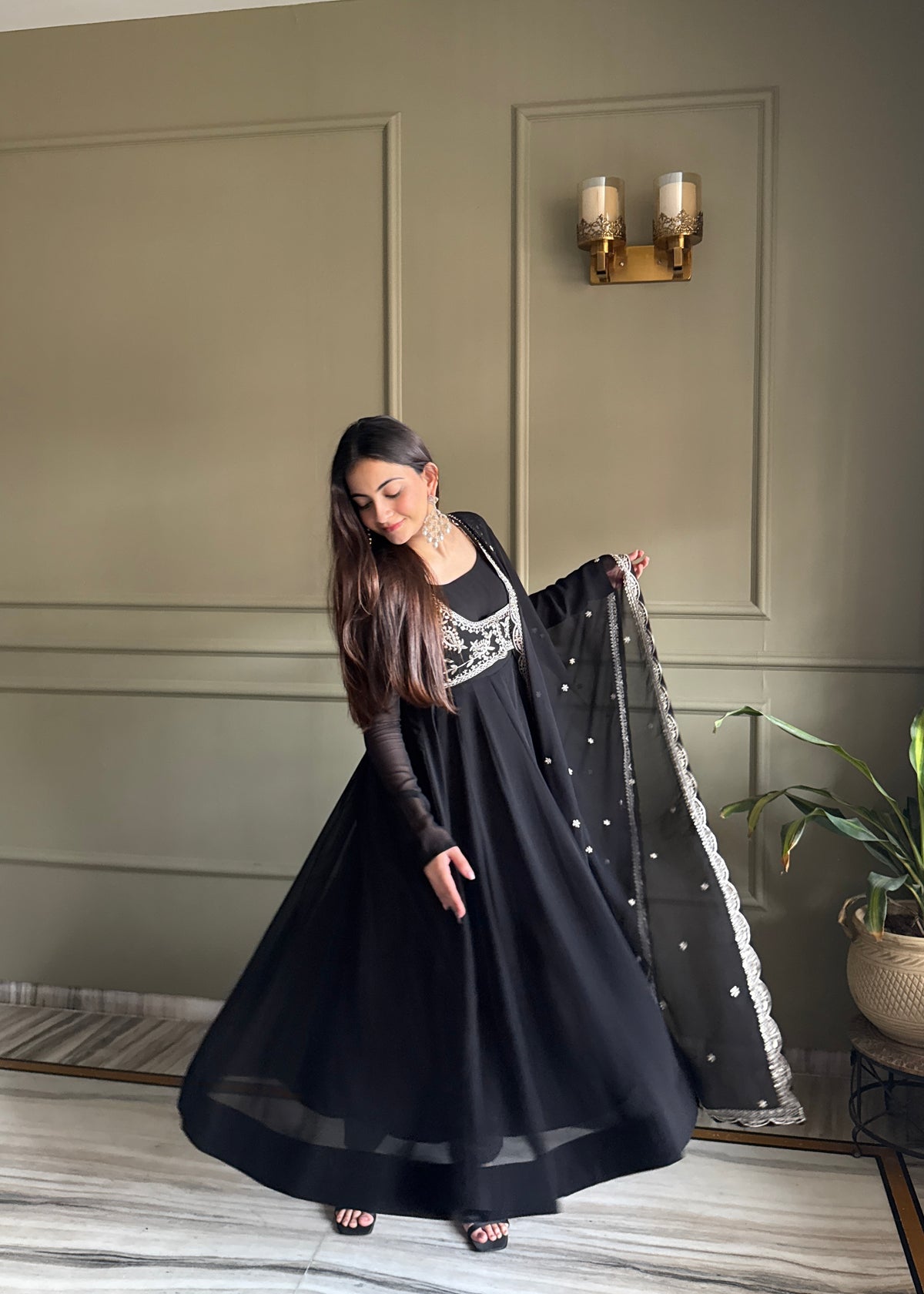 Riddhu's New Black Anarkali Suit Set