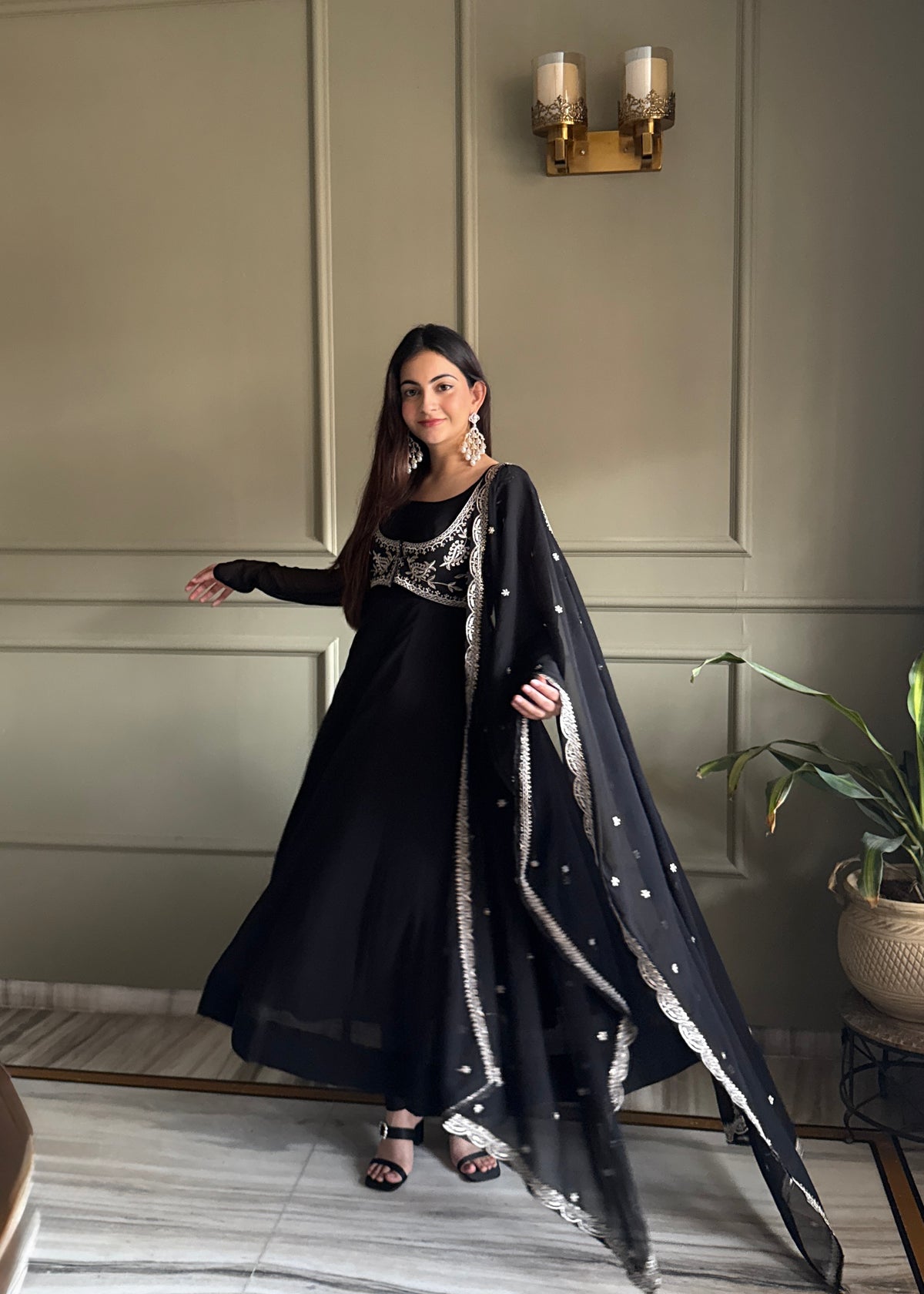 Riddhu's New Black Anarkali Suit Set