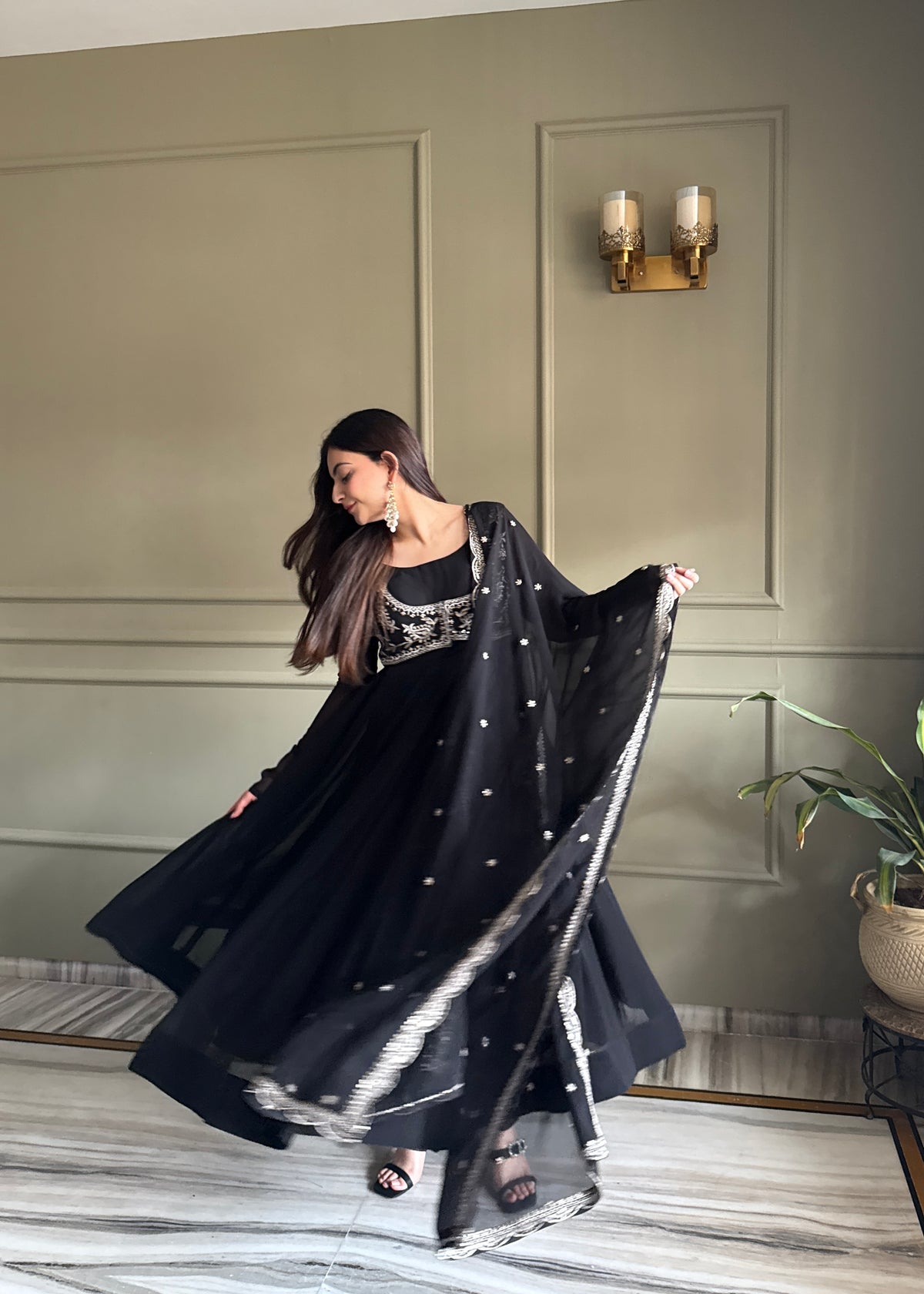 Riddhu's New Black Anarkali Suit Set