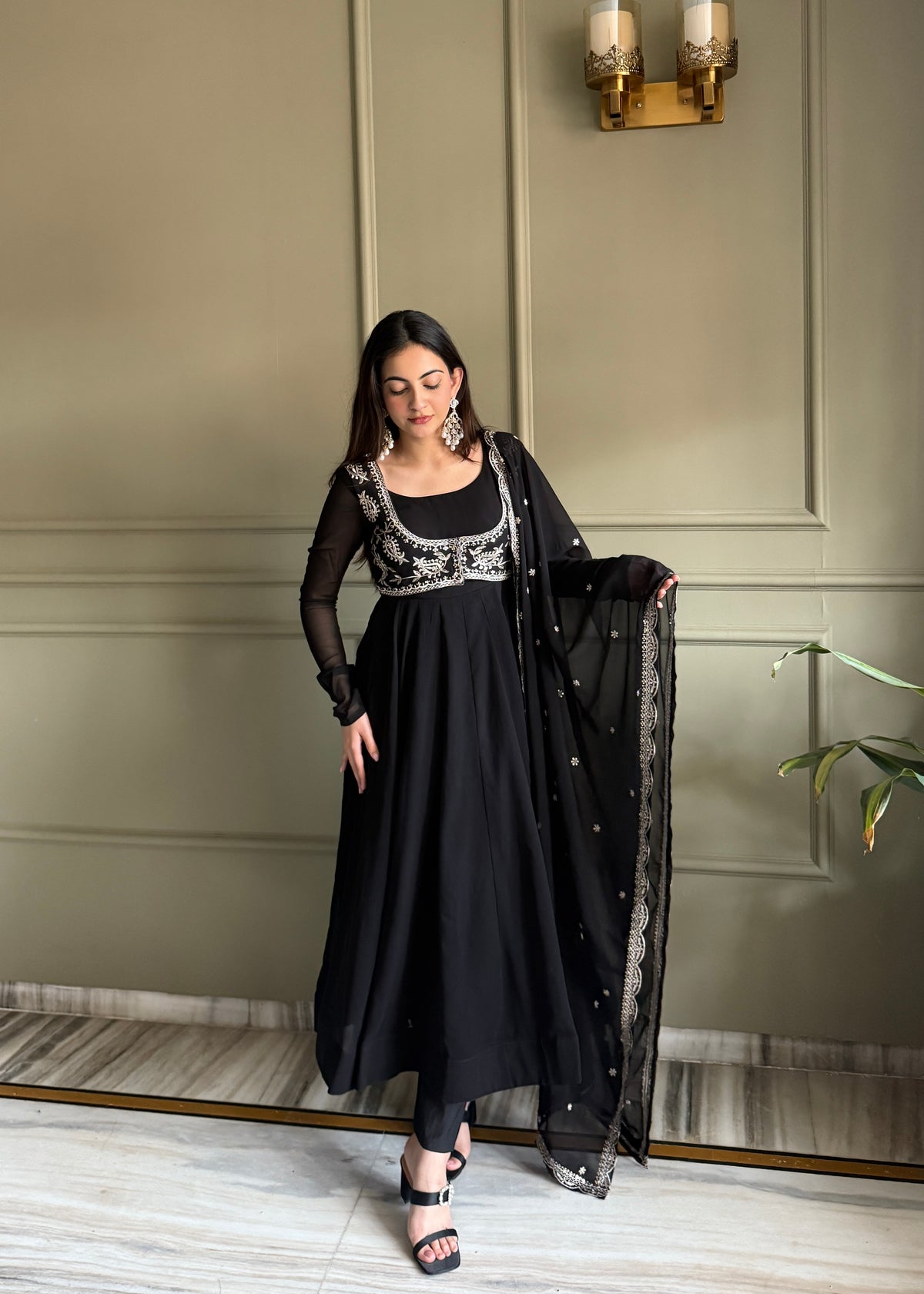 Riddhu's New Black Anarkali Suit Set