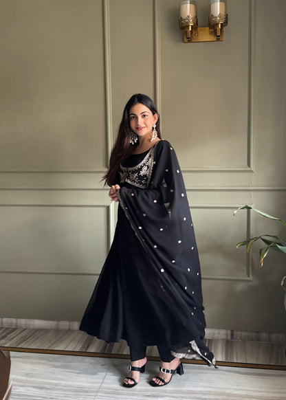 Riddhu's New Black Anarkali Suit Set