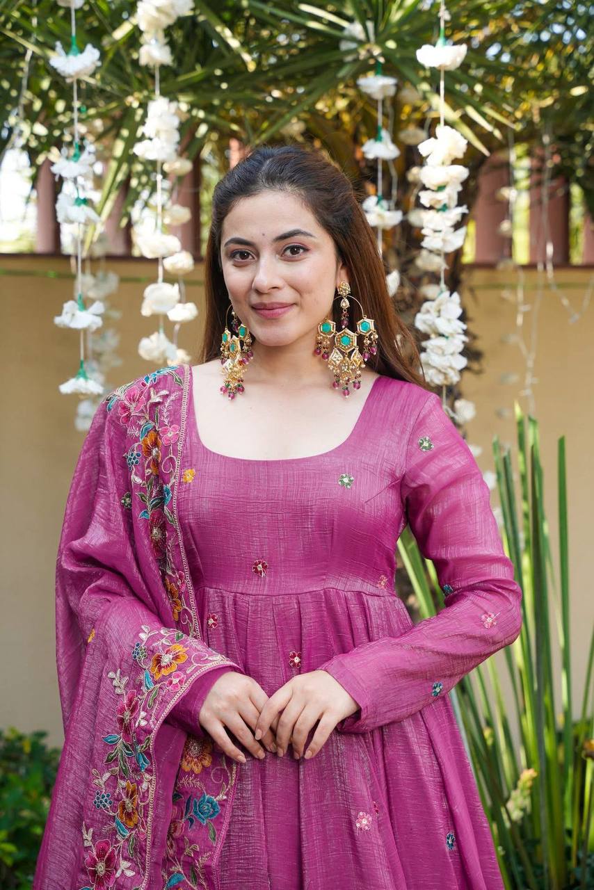 Dimpy's New Embroidery Design Anarkali Suit Set.