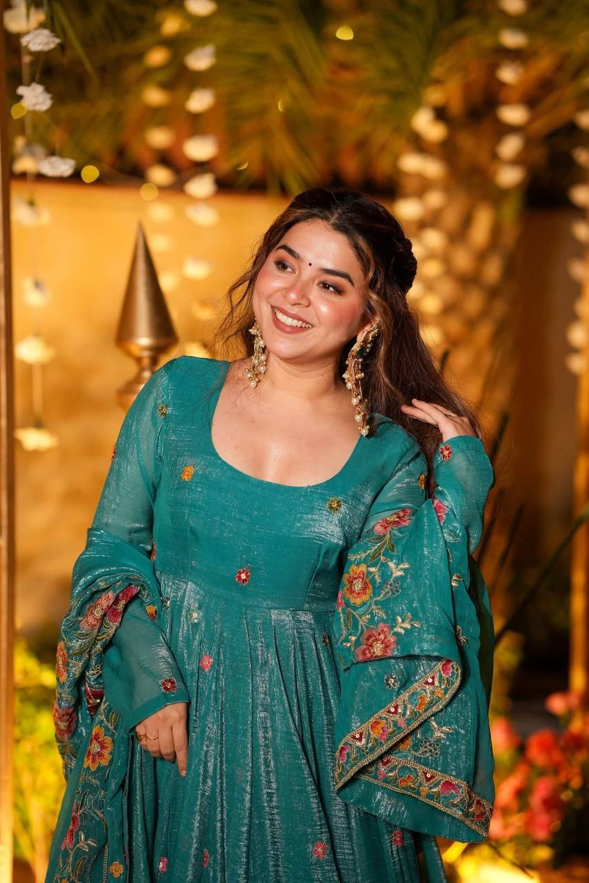 Dimpy's New Embroidery Design Anarkali Suit Set.