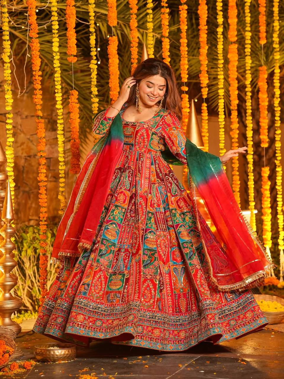 Niya's New Creap With Original Embroidery Anarkali Suit Set