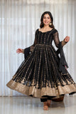 Ruhi's Black Anarkali Suit Set.
