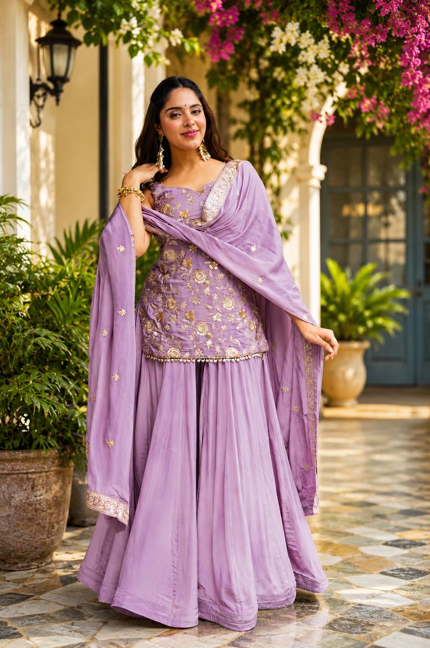 Jiya's New Baby Pink Sarara Suit Set.