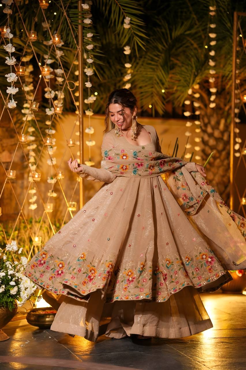 Dimpy's New Embroidery Design Anarkali Suit Set.