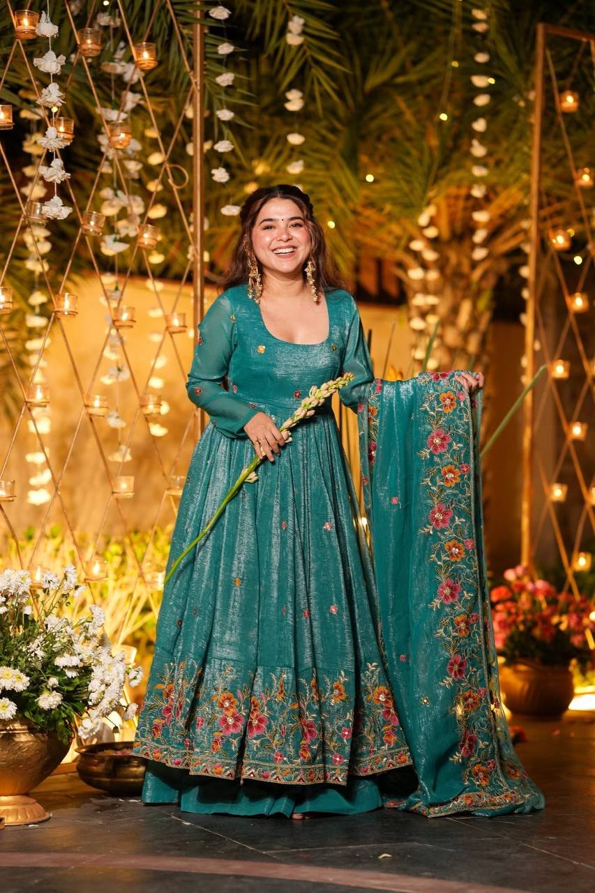 Niyu's New Raymond Anarkali Suit Set.