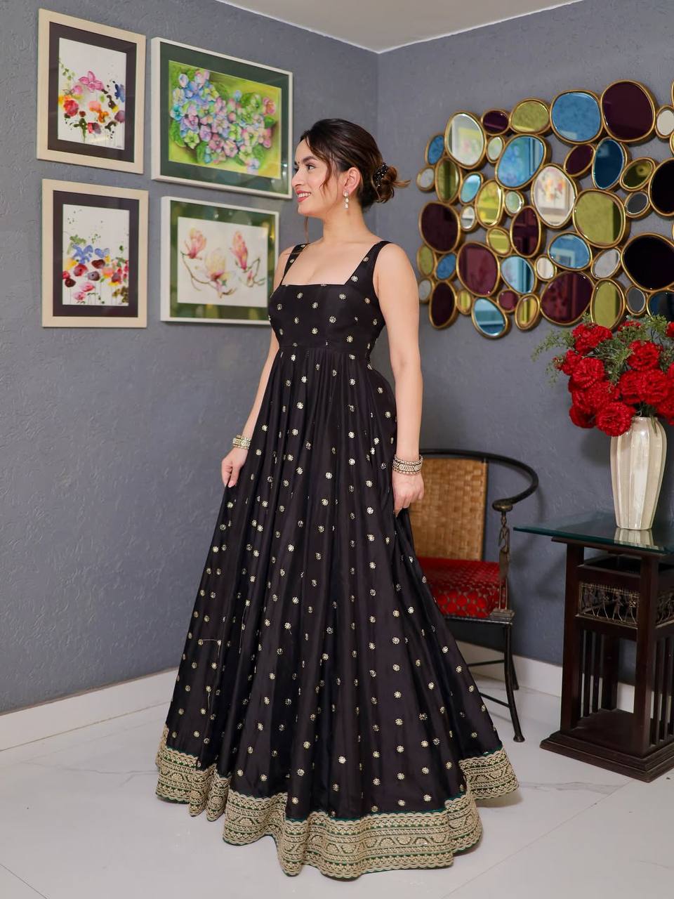 Riya's Black Anarkali Suit Set.