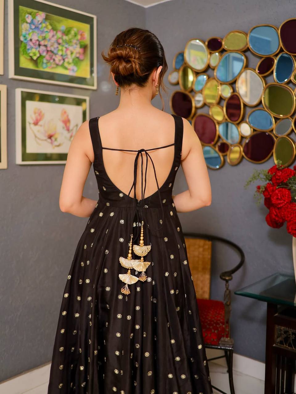 Riya's Black Anarkali Suit Set.