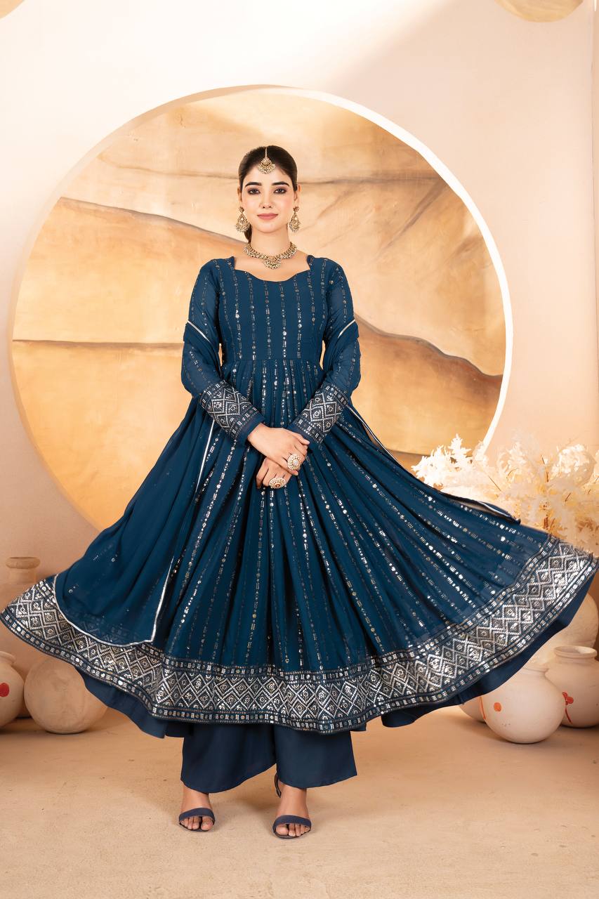 Siya's New Embroidery Anarkali Suit Set.