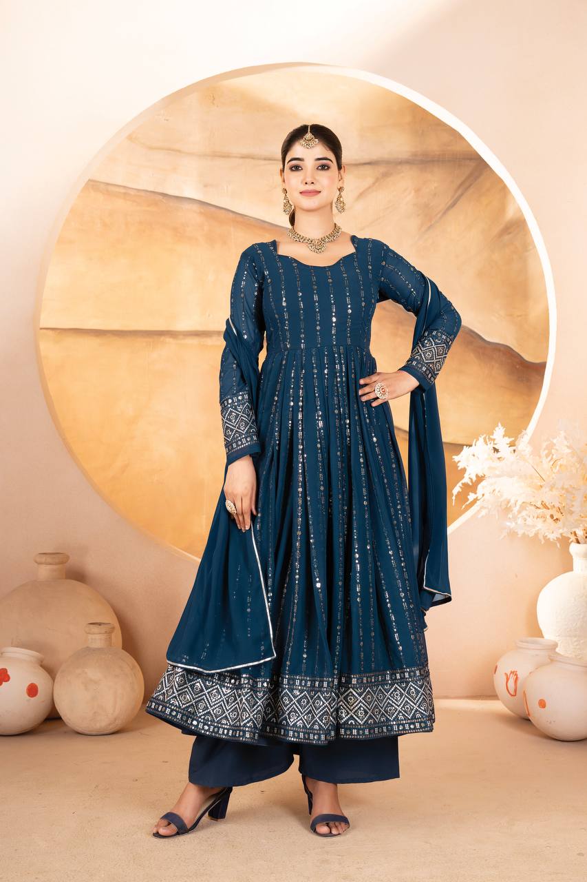 Siya's New Embroidery Anarkali Suit Set.