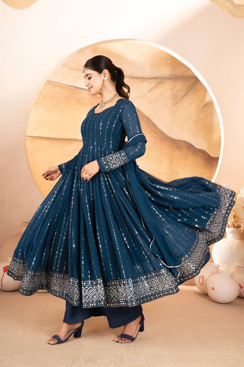 Siya's New Embroidery Anarkali Suit Set.