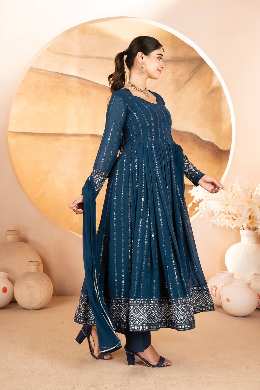 Siya's New Embroidery Anarkali Suit Set.