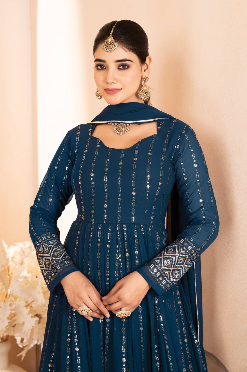 Siya's New Embroidery Anarkali Suit Set.