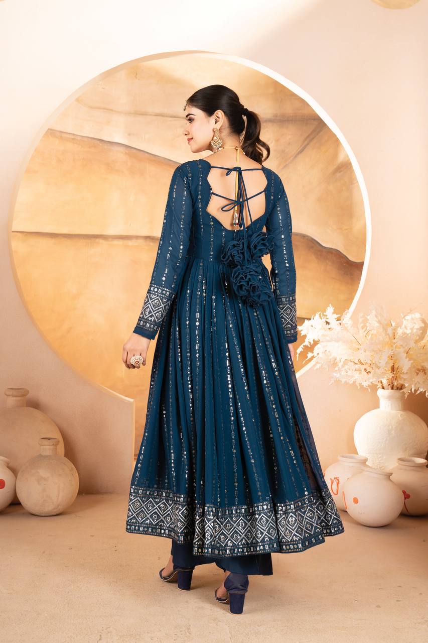 Siya's New Embroidery Anarkali Suit Set.