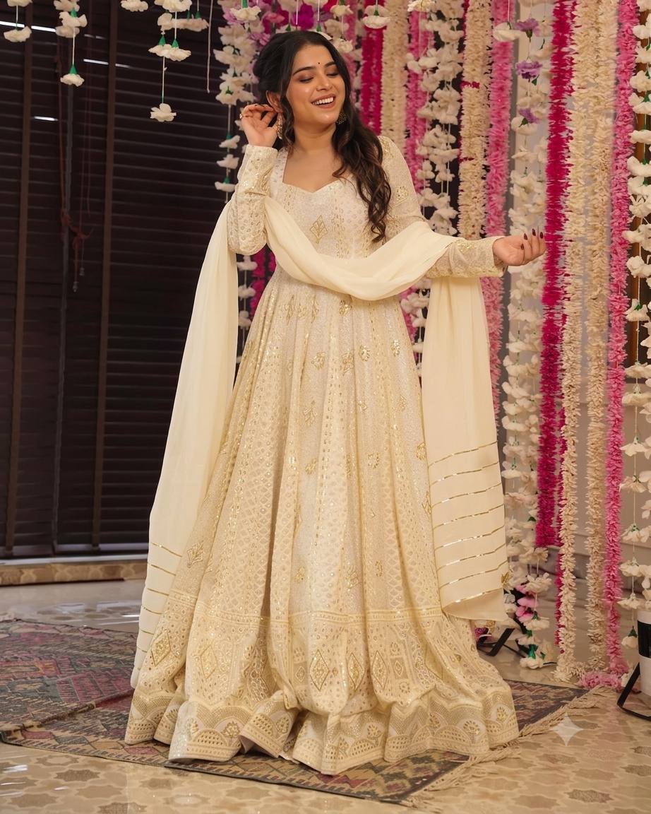 divya's Thread-Sequins Embroidery Suit Set