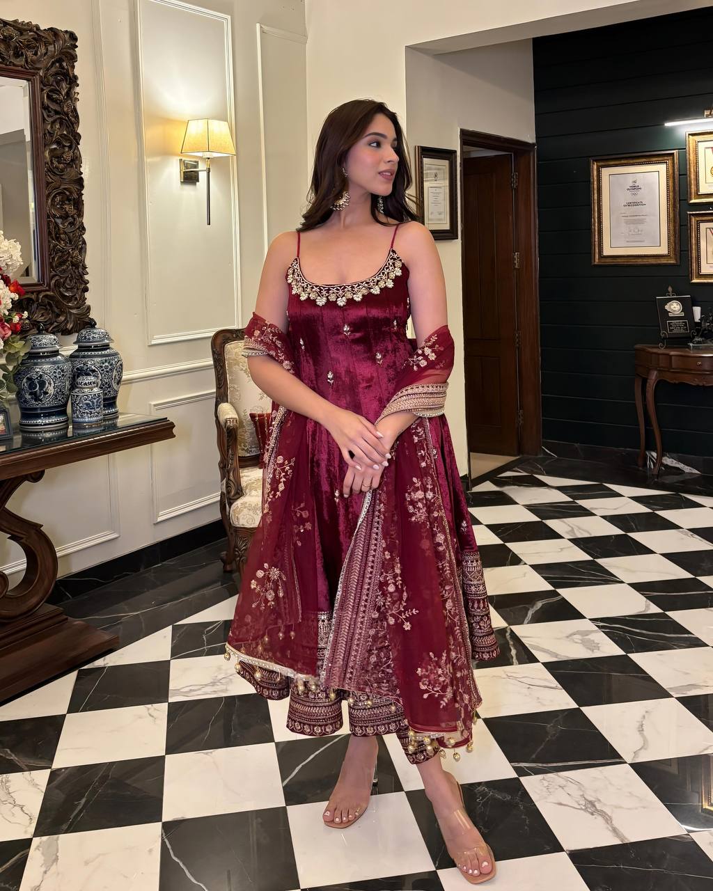 Disha's New Silk Premium Quality Anarkali Suit Set.