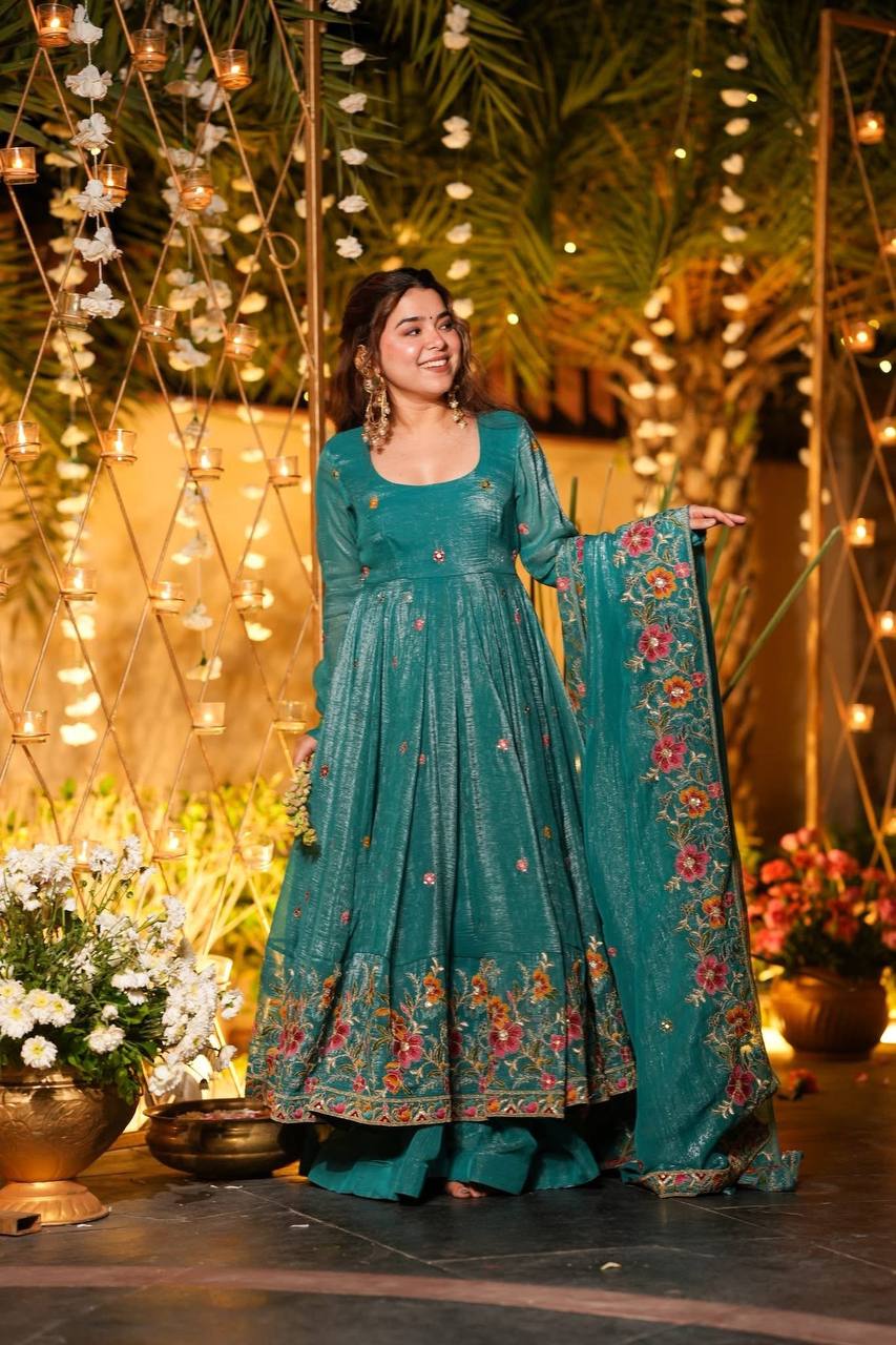 Niyu's New Raymond Anarkali Suit Set.