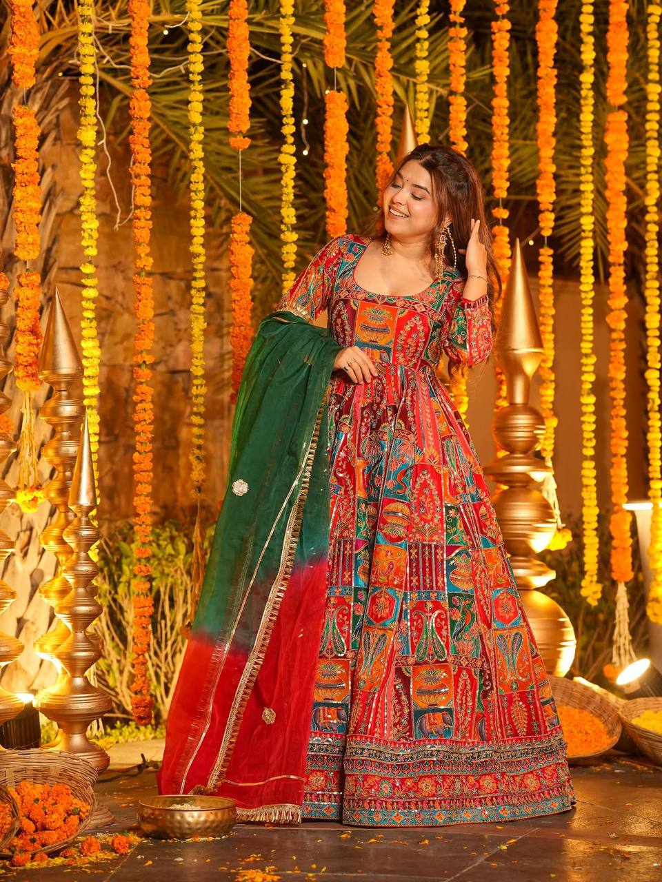 Niya's New Creap With Original Embroidery Anarkali Suit Set