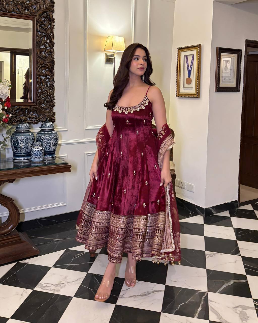 Disha's New Silk Premium Quality Anarkali Suit Set.