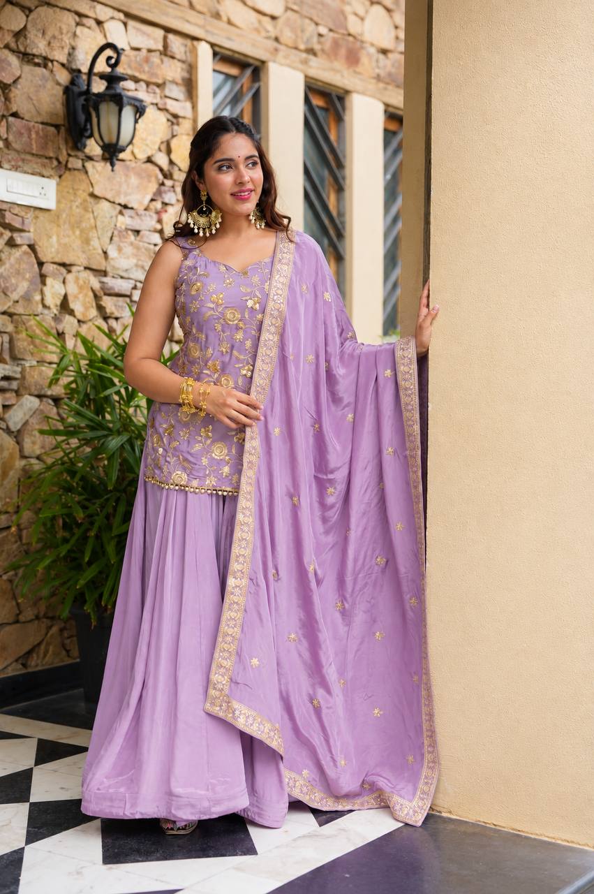 Jiya's New Baby Pink Sarara Suit Set.