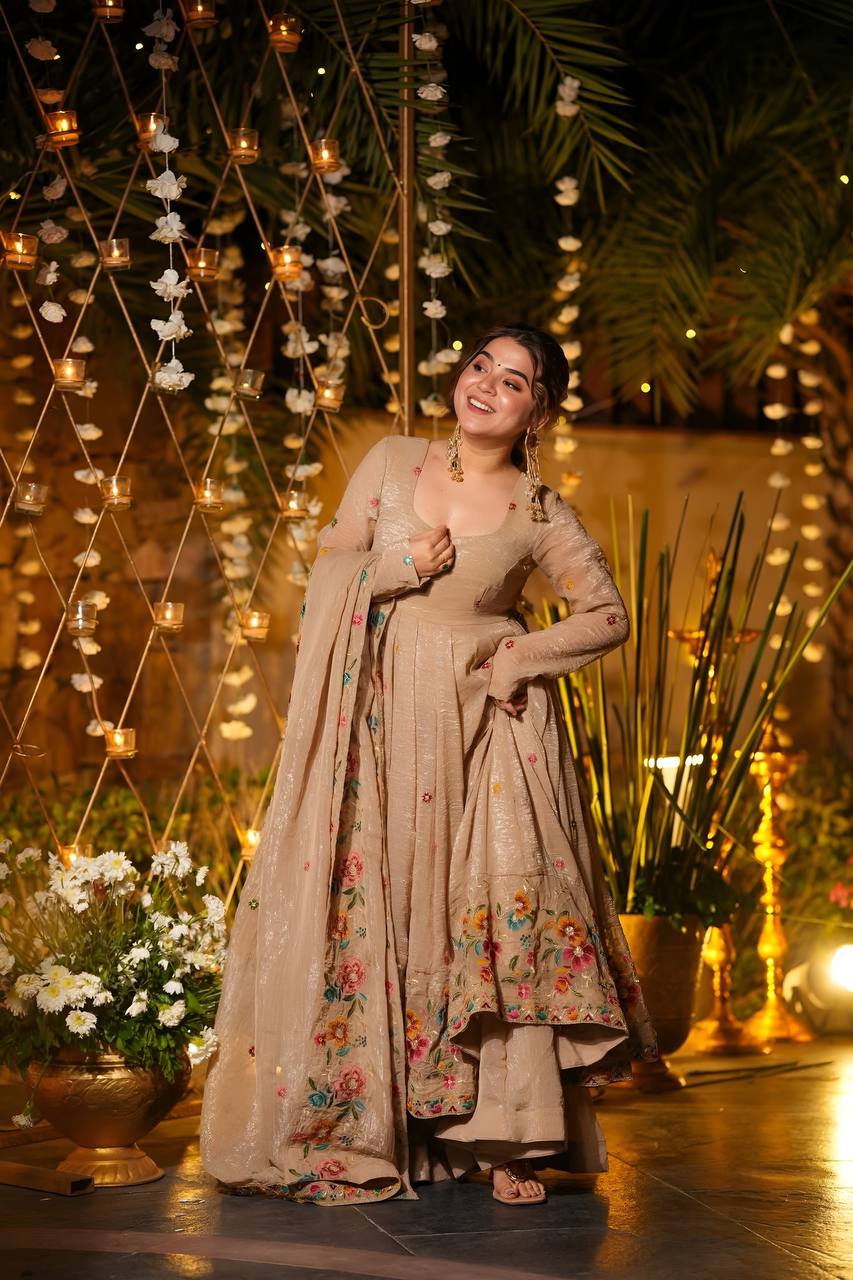 Dimpy's New Embroidery Design Anarkali Suit Set.