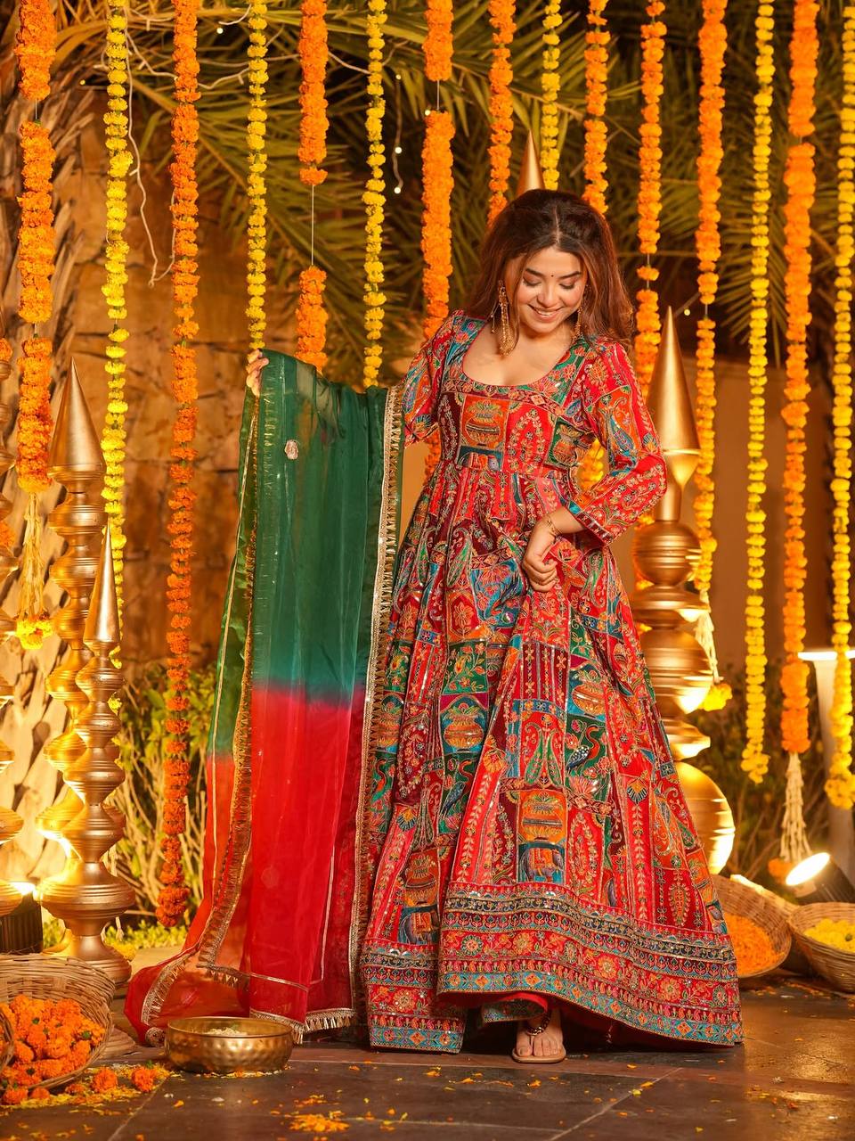 Niya's New Creap With Original Embroidery Anarkali Suit Set