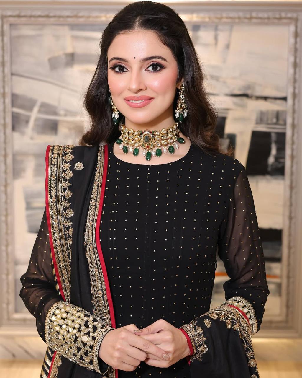 Vidhi's Brand  Heavy Faux Blooming Embroidery with  Zari Suit Set.