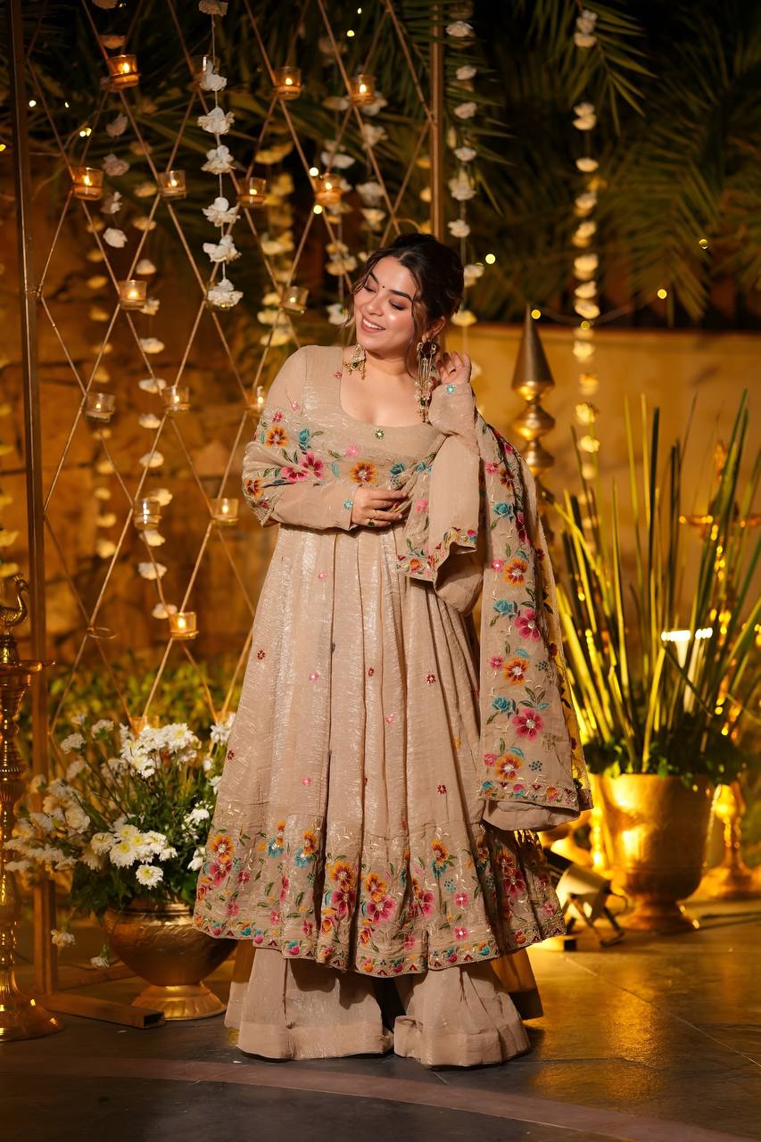 Dimpy's New Embroidery Design Anarkali Suit Set.