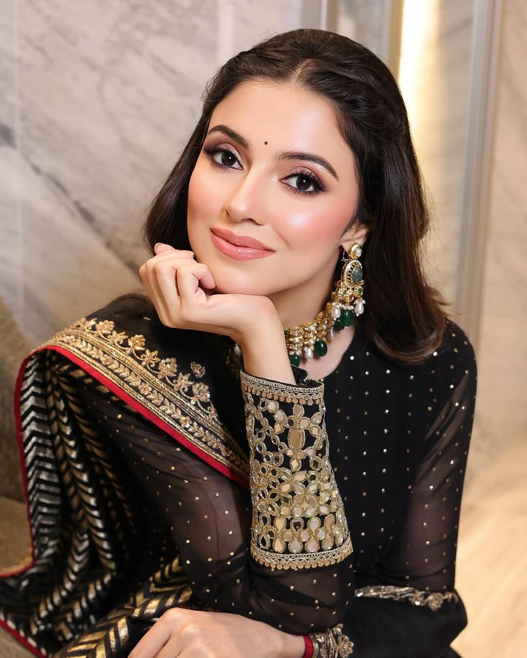 Vidhi's Brand  Heavy Faux Blooming Embroidery with  Zari Suit Set.