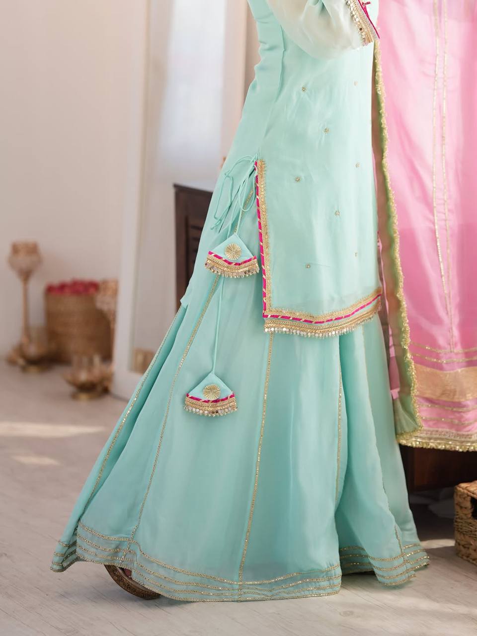 Jinu's Heavy Sequins & multi Zari Thread Embroidered work Set.