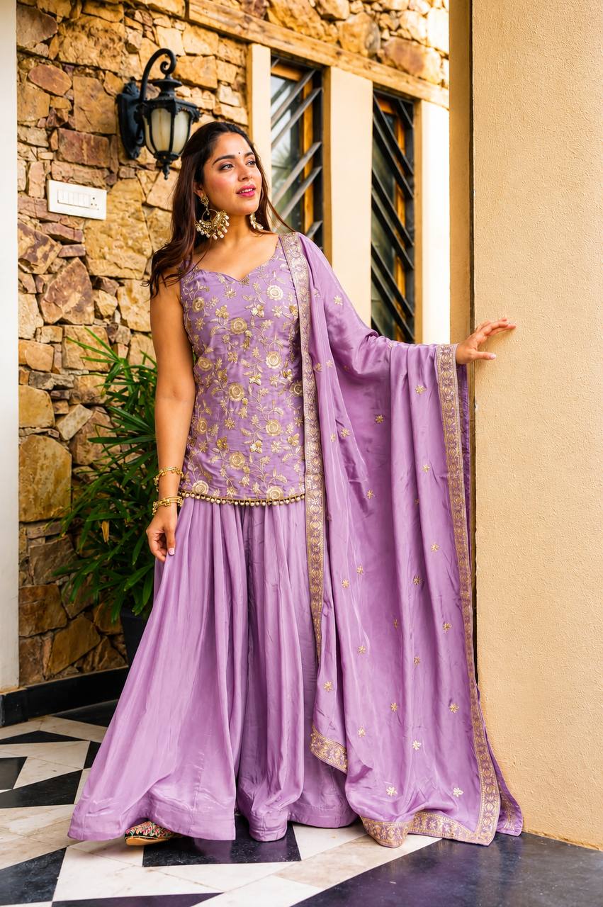 Jiya's New Baby Pink Sarara Suit Set.
