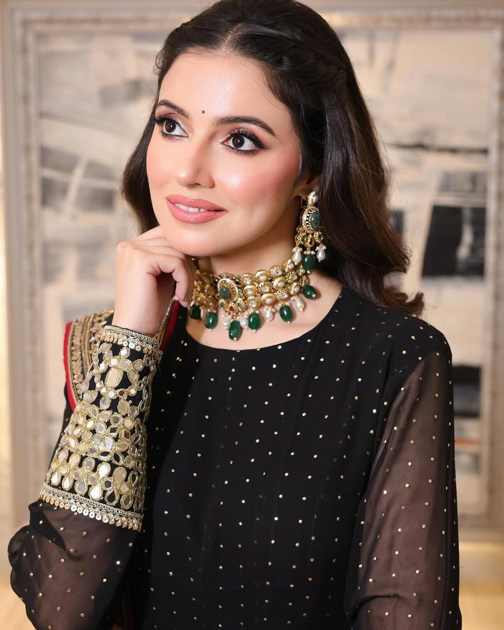Vidhi's Brand  Heavy Faux Blooming Embroidery with  Zari Suit Set.