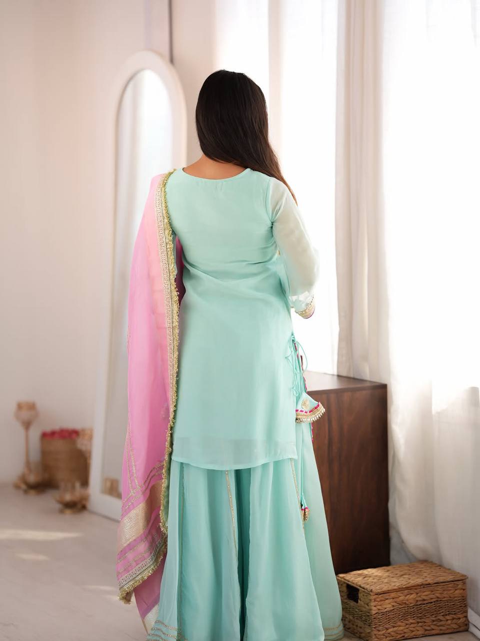 Jinu's Heavy Sequins & multi Zari Thread Embroidered work Set.