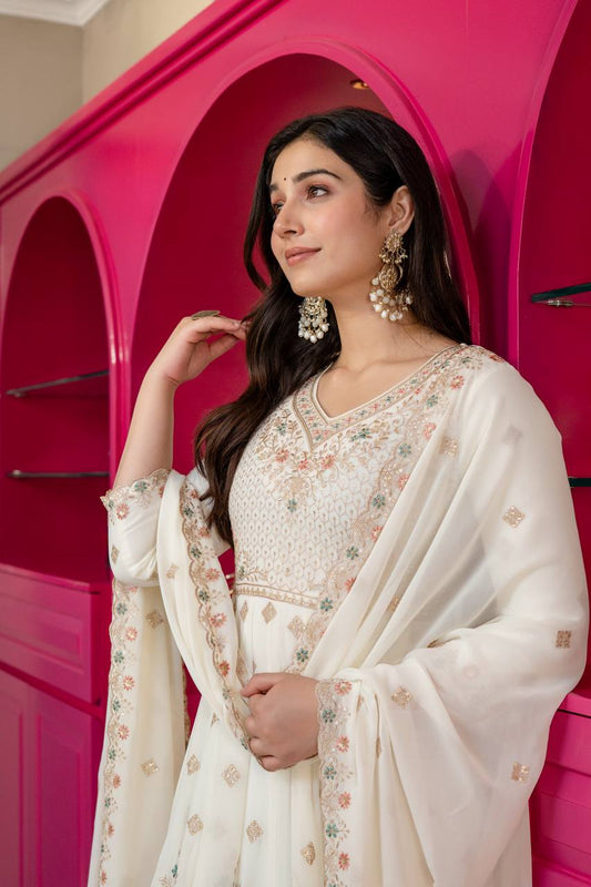 Riddhi's Decorated Zari With Embroidery Work Suit Set.