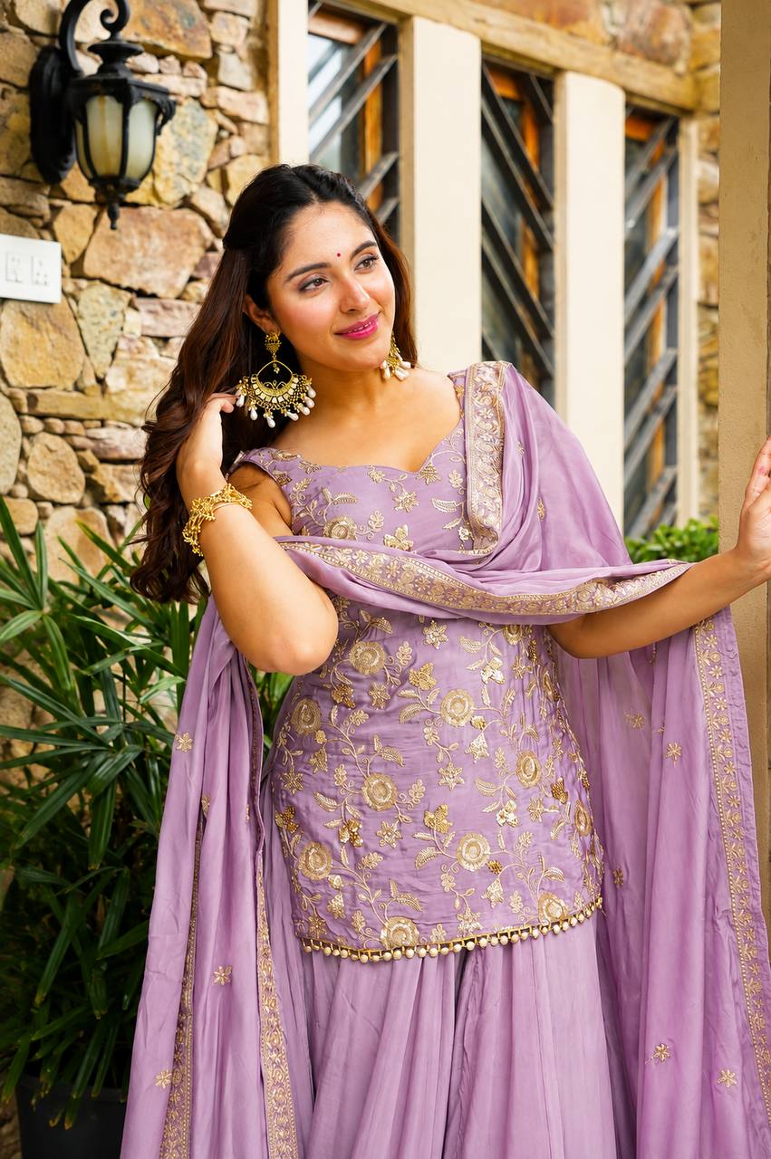 Jiya's New Baby Pink Sarara Suit Set.