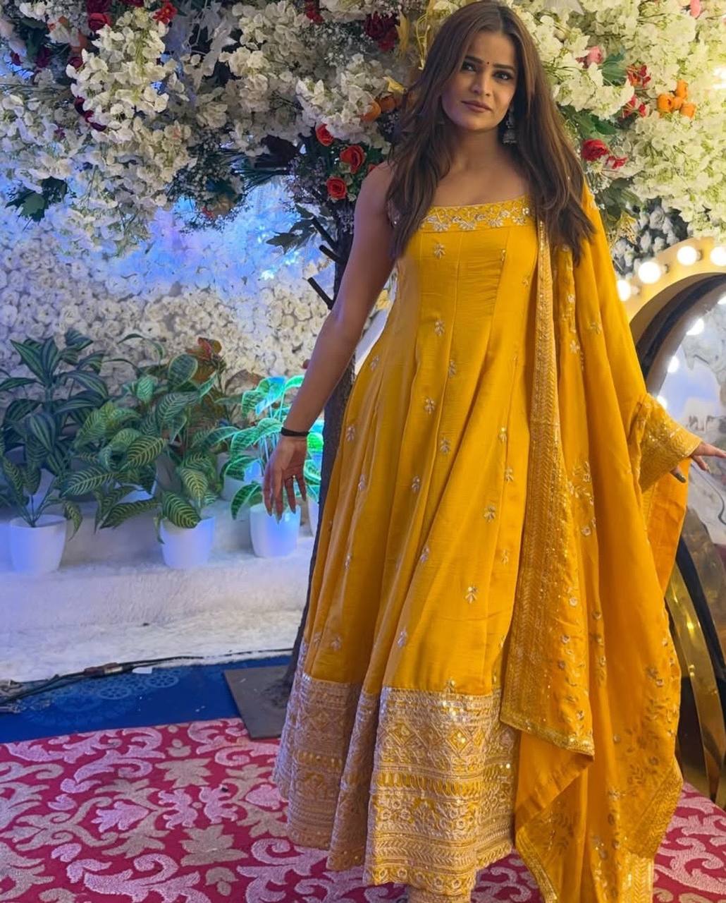 Disha's New Silk Premium Quality Anarkali Suit Set.