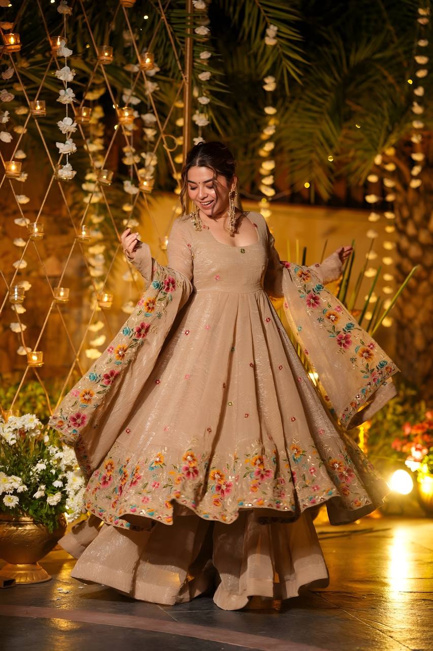 Dimpy's New Embroidery Design Anarkali Suit Set.