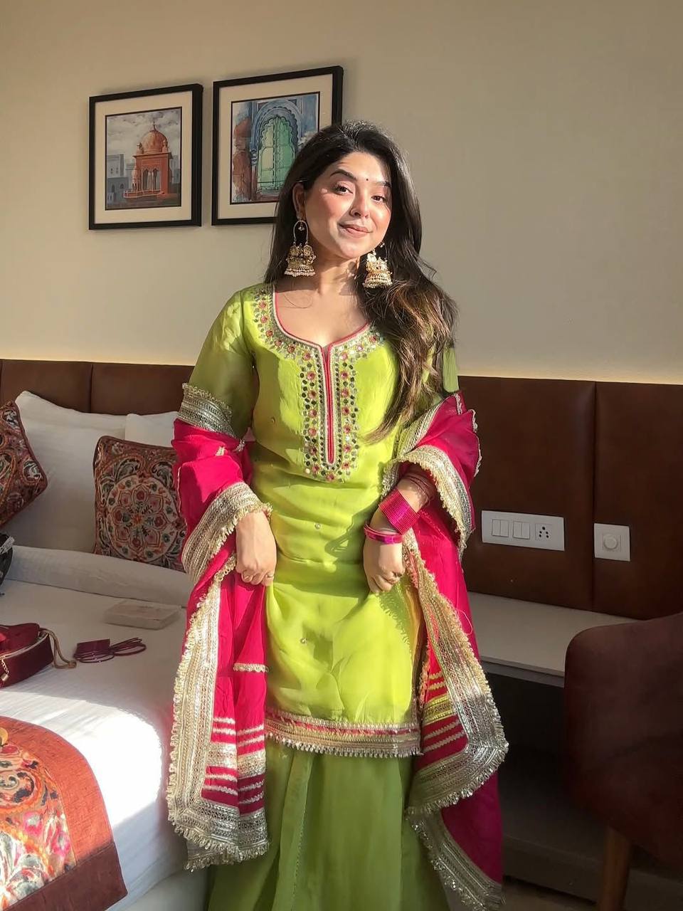 Jinu's Heavy Sequins & multi Zari Thread Embroidered work Set.