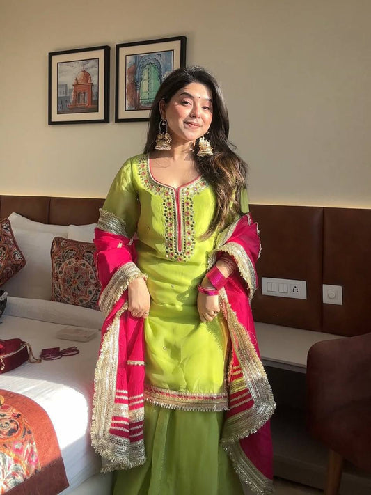 Jinu's Heavy Sequins & multi Zari Thread Embroidered work Set.